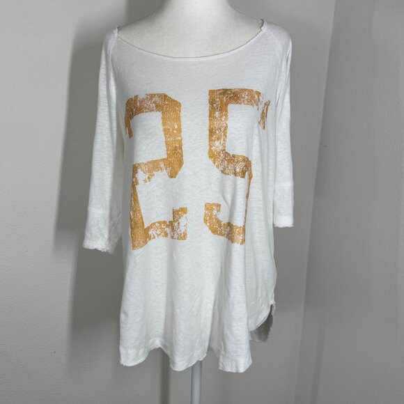 We The Free Touchdown Tailgate Graphic Tunic Top Size Small Jersey White Gold - Picture 1 of 10